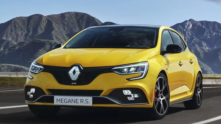Yellow Renault Megane RS Driving