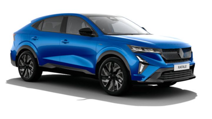 Blue Rafale Iconic Esprit Alpine parked on a white background