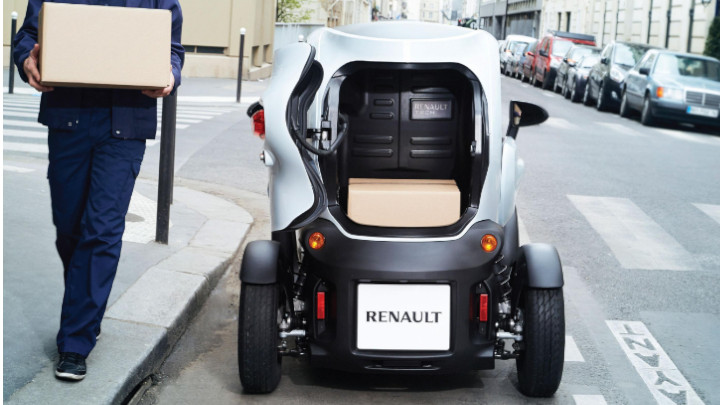 Renault Twizy Cargo Exterior Rear Parked at the Side of a Road