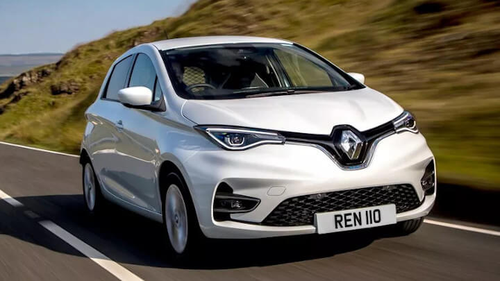 White Renault ZOE Van Driving