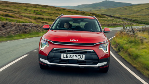 Red Kia Niro Exterior Front Driving