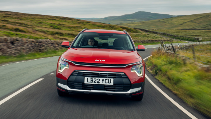 Red Kia Niro Exterior Front Driving