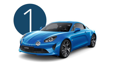 Blue Alpine A110 in Studio with Step 1 Background