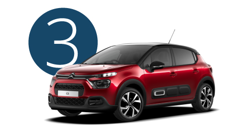 Red Citroen C3 Exterior Front in Studio with Step 3 Background