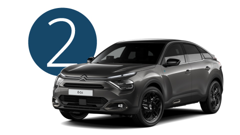 Grey Citroen e-C4 Exterior Front in Studio with Step 2 Background