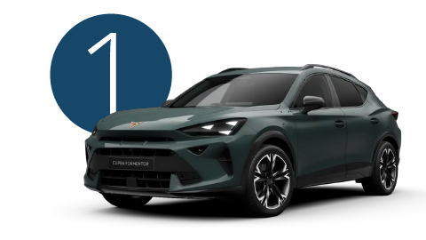 Green CUPRA in Studio with Step 1 Background