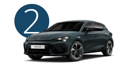 Blue CUPRA in Studio with Step 2 Background