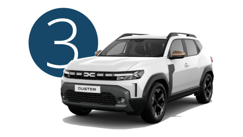 White Dacia Duster Exterior Front in Studio with Step 3 Background