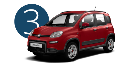 Red Fiat Panda Exterior Front in Studio with Step 3 Background