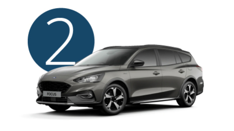 Grey Ford Focus Exterior Front in Studio with Step 2 Background