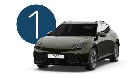 Black Genesis GV60 Exterior Front in Studio with Step 1 Background