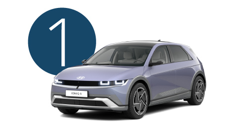 Blue Hyundai IONIQ 5 Exterior Front in Studio with Step 1 Background