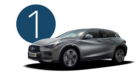 Grey Infiniti in Studio with Step 1 Background