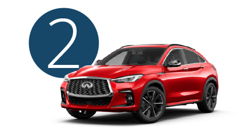 Red Inifiniti in Studio with Step 2 Background