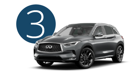 Grey Infiniti in Studio with Step 3 Background