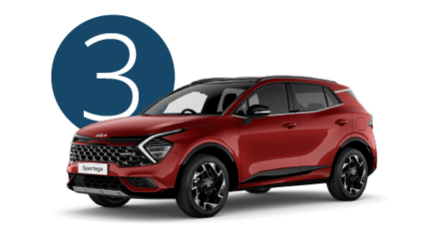 Red Kia Sportage Exterior Front in Studio with Step 3 Background