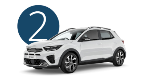 White Kia Stonic Exterior Front in Studio with Step 2 Background