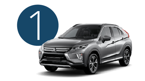 Grey Mitsubishi in Studio with Step 1 Background