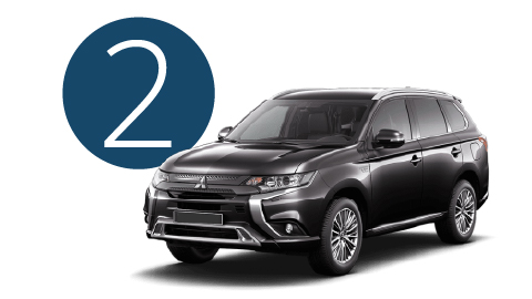 Black Mitsubishi in Studio with Step 2 Background