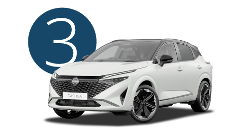 White Nissan Qashqai Exterior Front in Studio with Step 3 Background