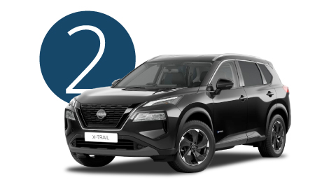 Black Nissan X-Trail Exterior Front in Studio with Step 2 Background