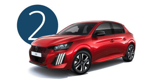 Red Peugeot 208 Exterior Front in Studio with Step 2 Background