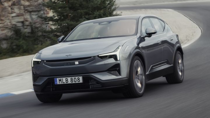 Grey Polestar 3 driving on the road