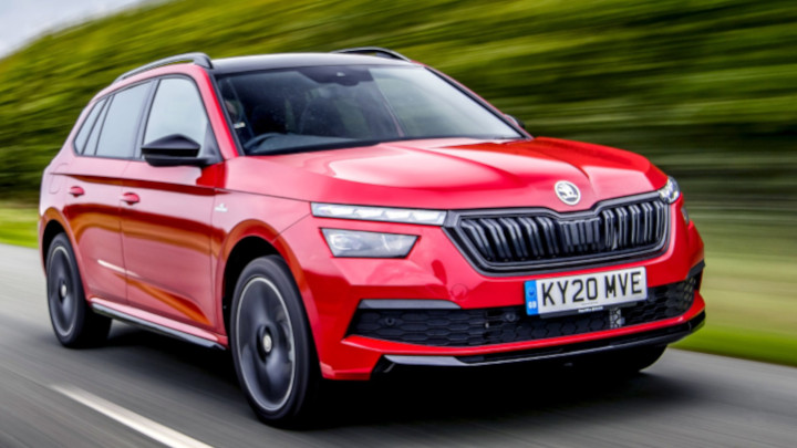 Skoda Kamiq Monte Carlo in Red Driving 