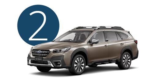 Brown Subaru car in Studio with Step 2 Background