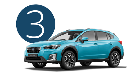 Blue Subaru car in Studio with Step 3 Background