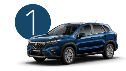 Blue Suzuki S-Cross in Studio with Step 1 Background