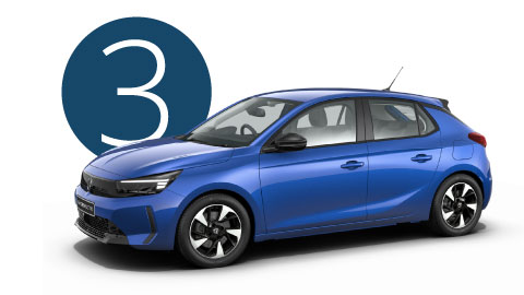 Blue Vauxhall Corsa Exterior Front in Studio with Step 3 Background