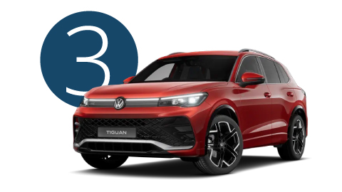 Red Volkswagen Tiguan Exterior Front in Studio with Step 3 Background