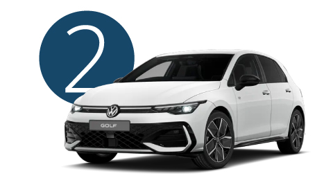 White Volkswagen Golf Exterior Front in Studio with Step 2 Background