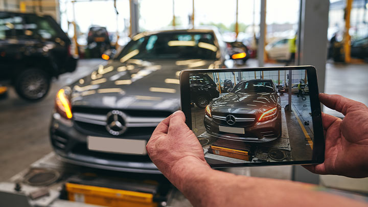 Mercedes-Benz being filmed for a video health check