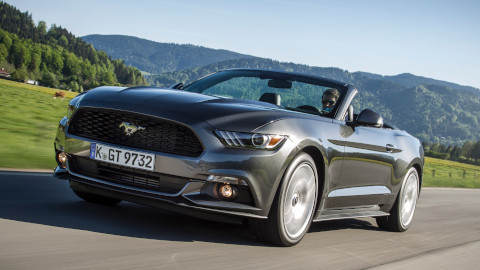 Grey Ford Mustang GT Convertible Driving