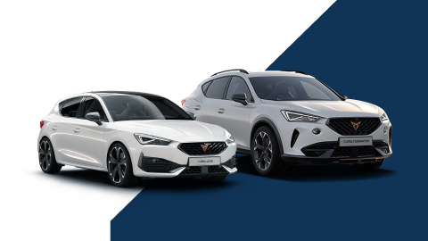 White CUPRA Leon and Ateca