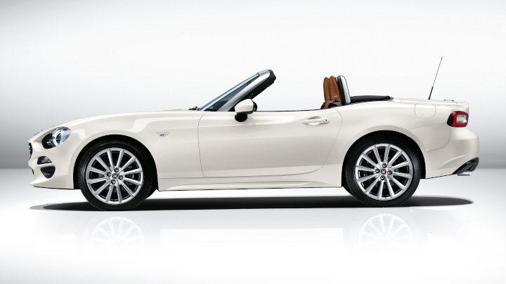 White Fiat 124 Spider Exterior Side