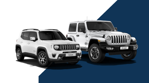 White Jeep Renegade and white Jeep Wrangler
