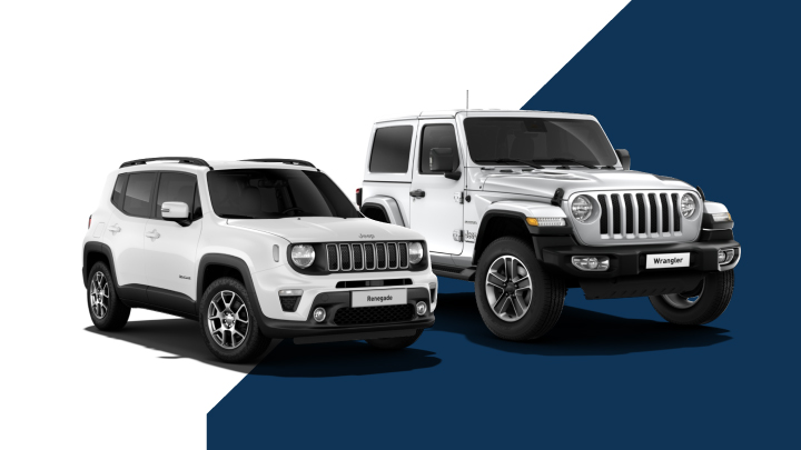 White Jeep Renegade and white Jeep Wrangler