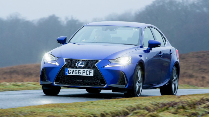 Blue Lexus IS Exterior Front Driving