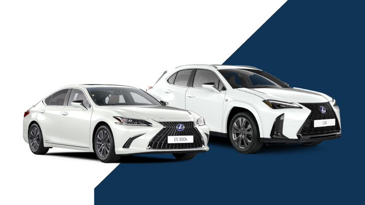 White Lexus ES and White Lexus UX