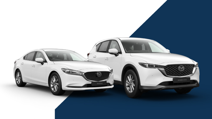 White Mazda6 and White Mazda CX-5