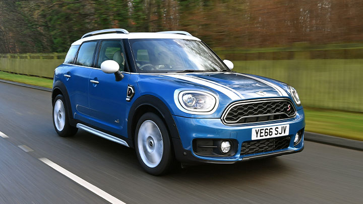 Blue MINI Countryman, driving