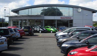 Outside an Evans Halshaw dealership