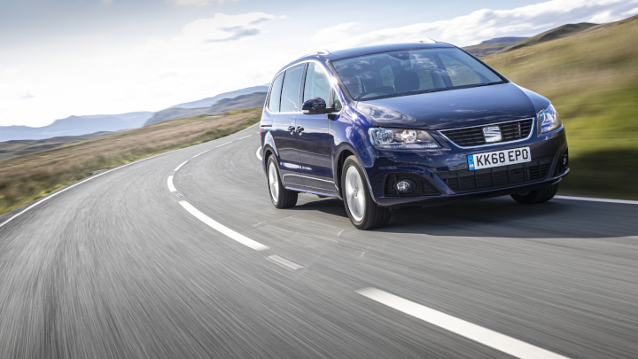 Blue SEAT Alhambra Driving