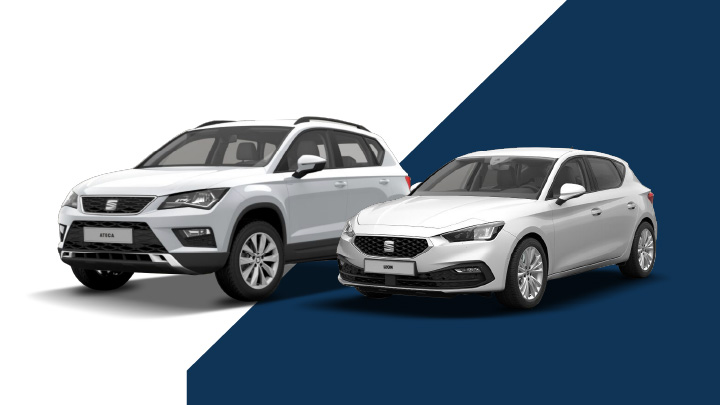 White SEAT Leon and Ateca