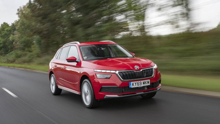 Red Skoda Kamiq Exterior Front Driving