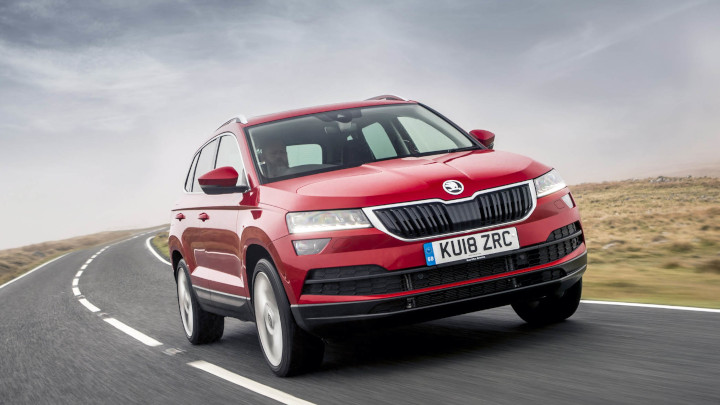 Red Skoda Karoq Exterior Front Driving