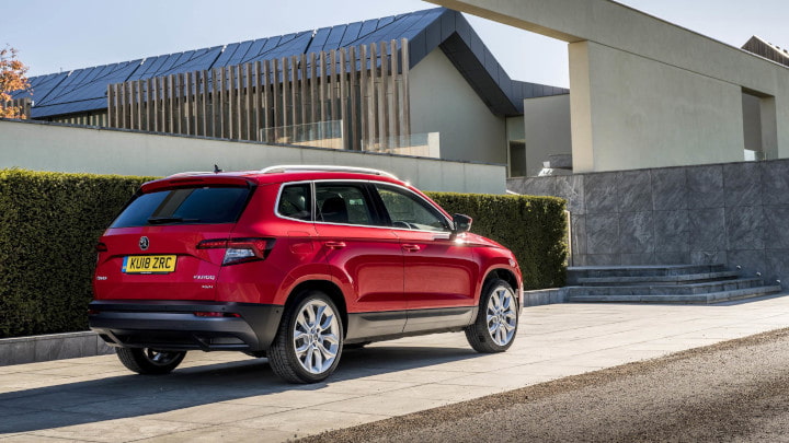 Red Skoda Karoq Exterior Rear Static